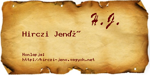 Hirczi Jenő névjegykártya